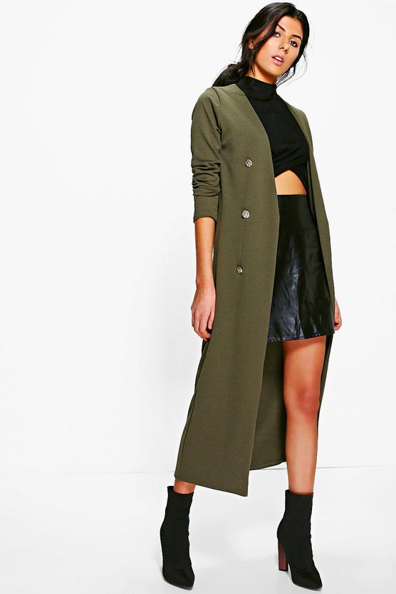 Eva Button Front Longline Duster Jacket